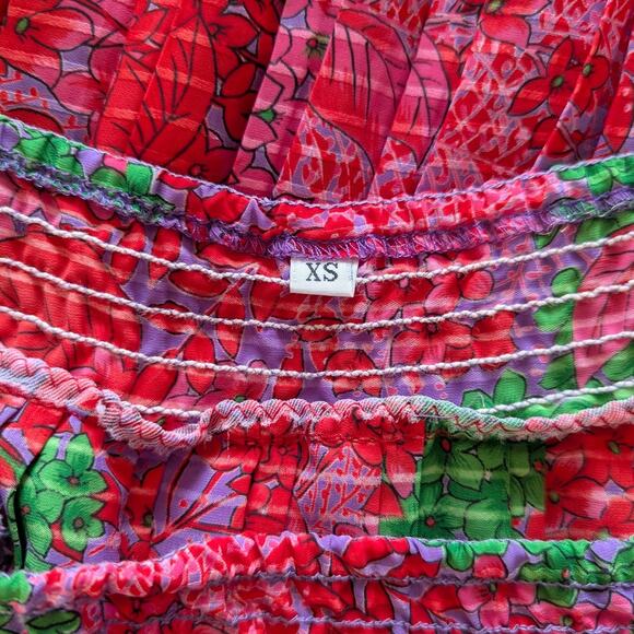 Vintage Assorti Susan Freis Pink Purple Floral Blouse Skirt 1980s Set - Picture 9 of 9